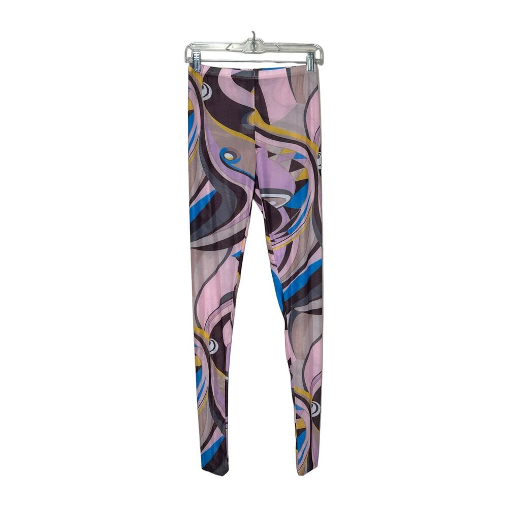 Half Heart pink brown blue print mesh pull on pants size Large